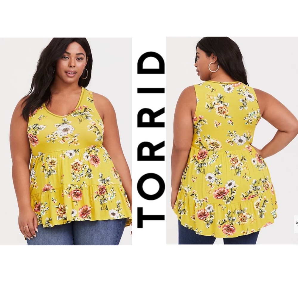 Torrid 5x, Super Soft Babydoll, Yellow Gold Floral, Babydoll,